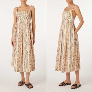 Agua by Agua Bendita Lluvia Floral Print Hortensia Cotton Midi Dress Size Small